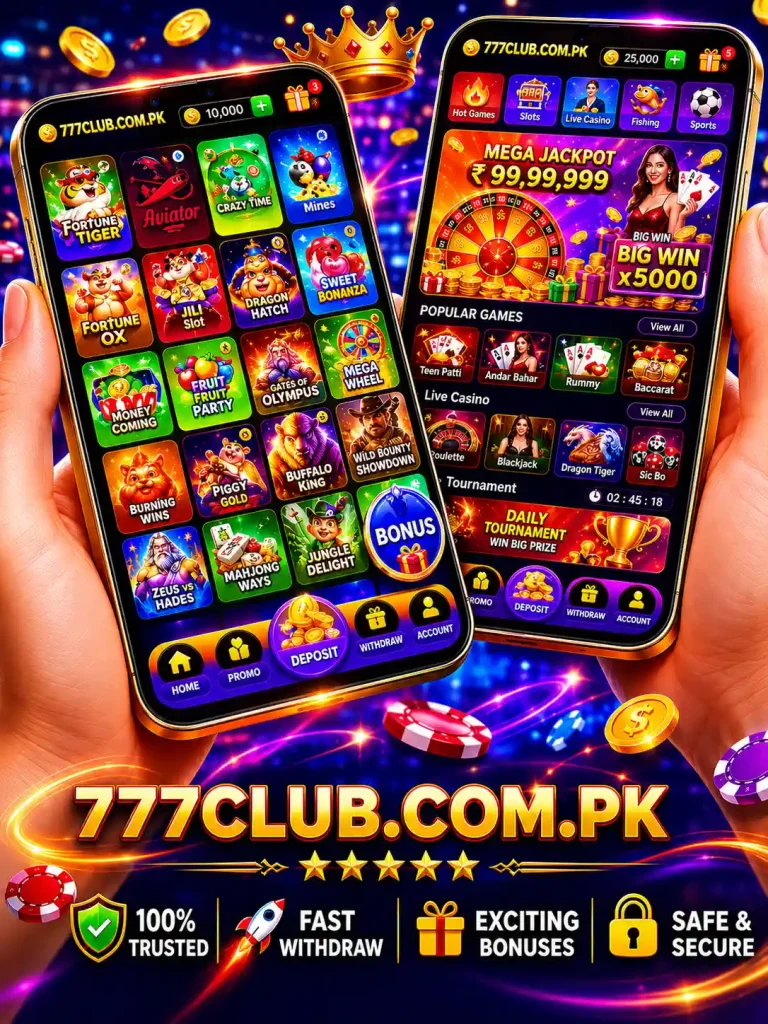 gaming app on mobile with casino games and jackpot.